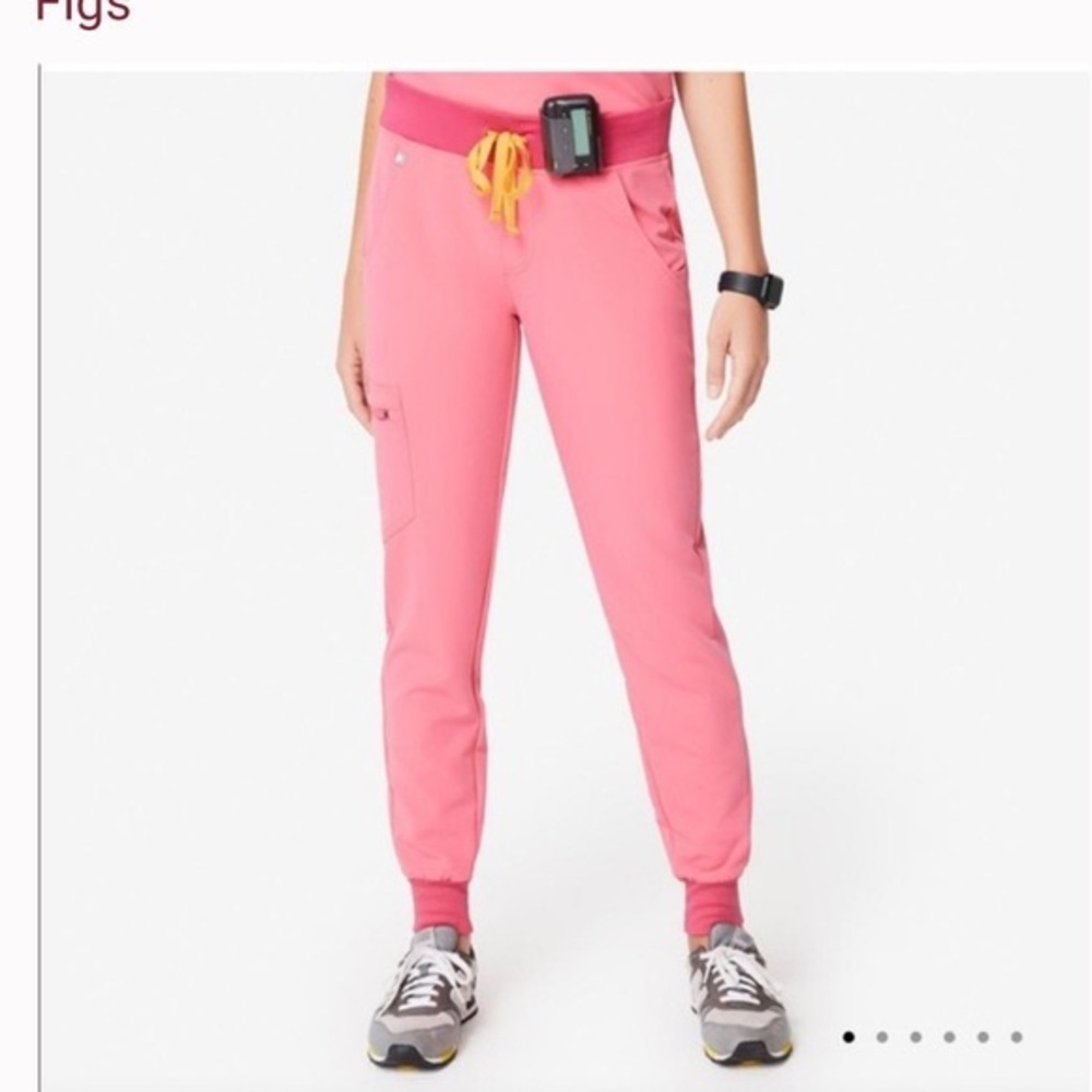 Figs Vibrant Pink Joggers with Yellow Accent